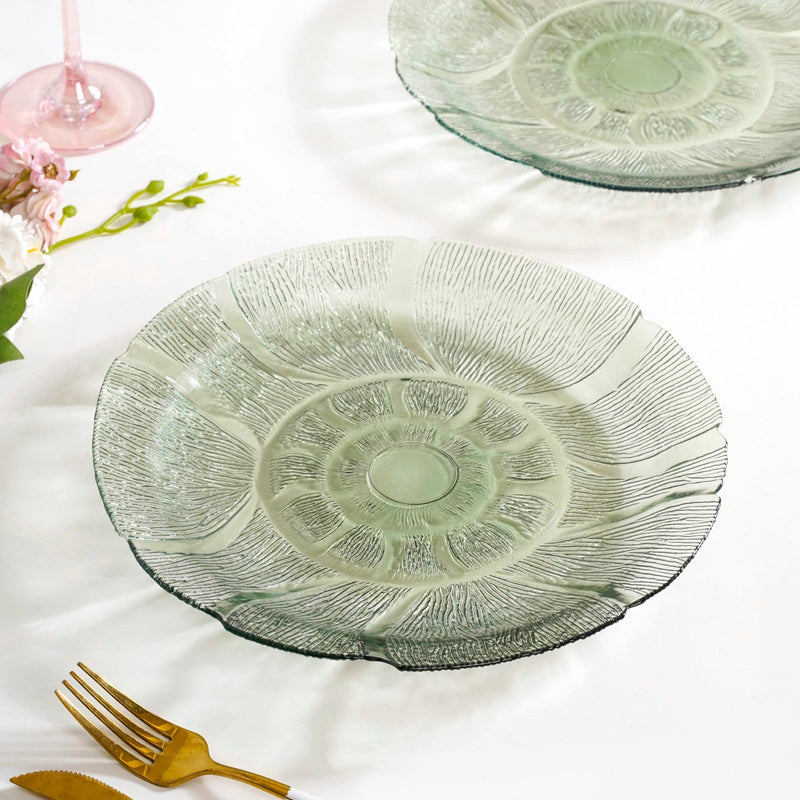 Tinted Glass Dinner Plate Set Of 6 Olive Green 25cm Nestasia