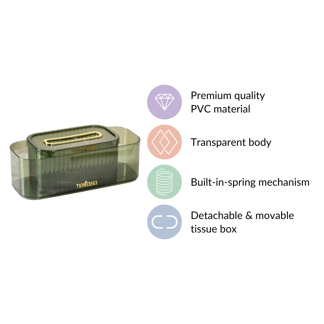 Tissue Box Holder With Storage Organizer Green Nestasia