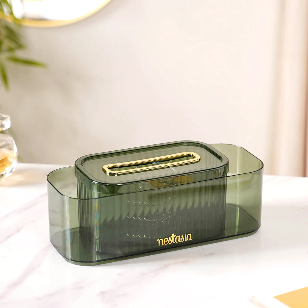 Tissue Box Holder With Storage Organizer Green Nestasia