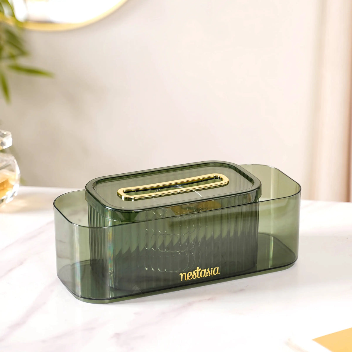 Tissue Box Holder With Storage Organizer Green Nestasia