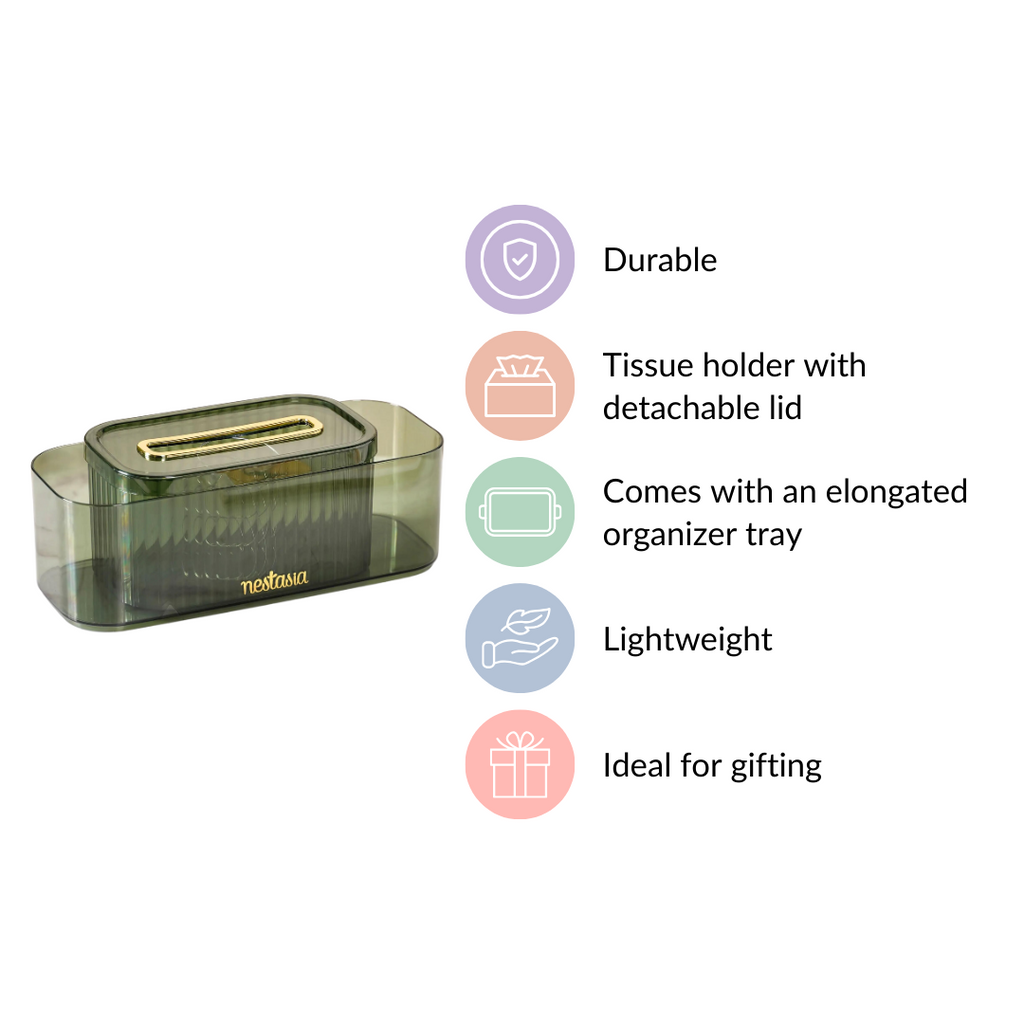 Tissue Box Holder With Storage Organizer Green Nestasia