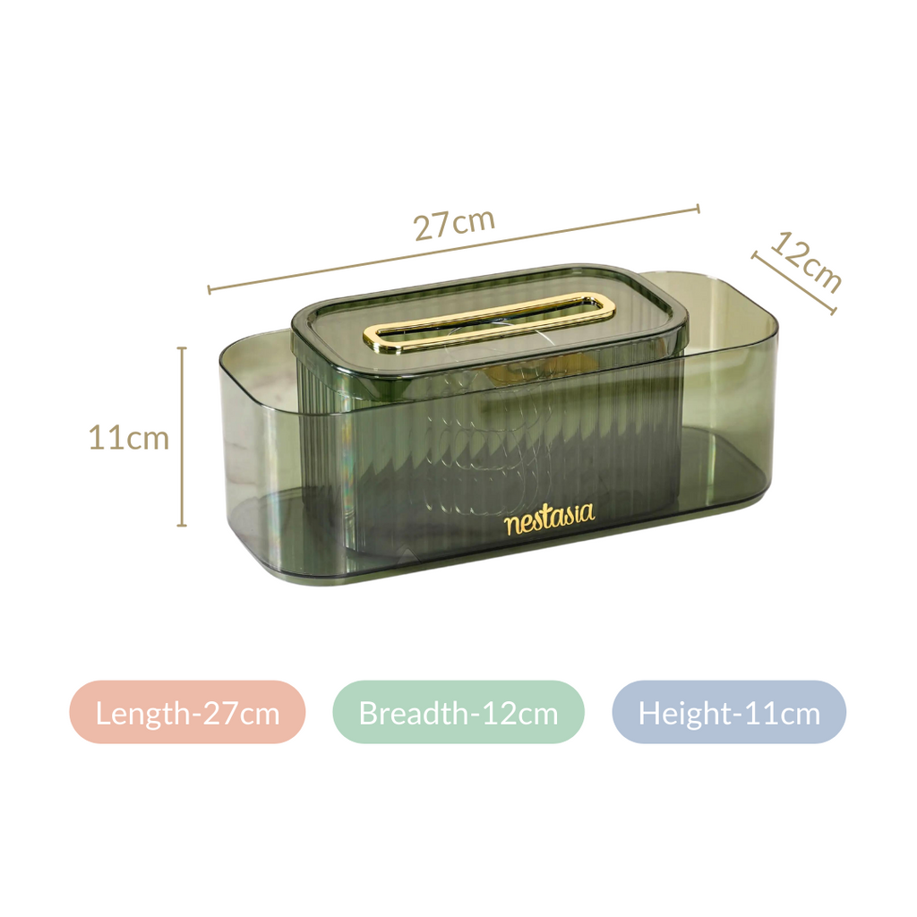 Tissue Box Holder With Storage Organizer Green Nestasia