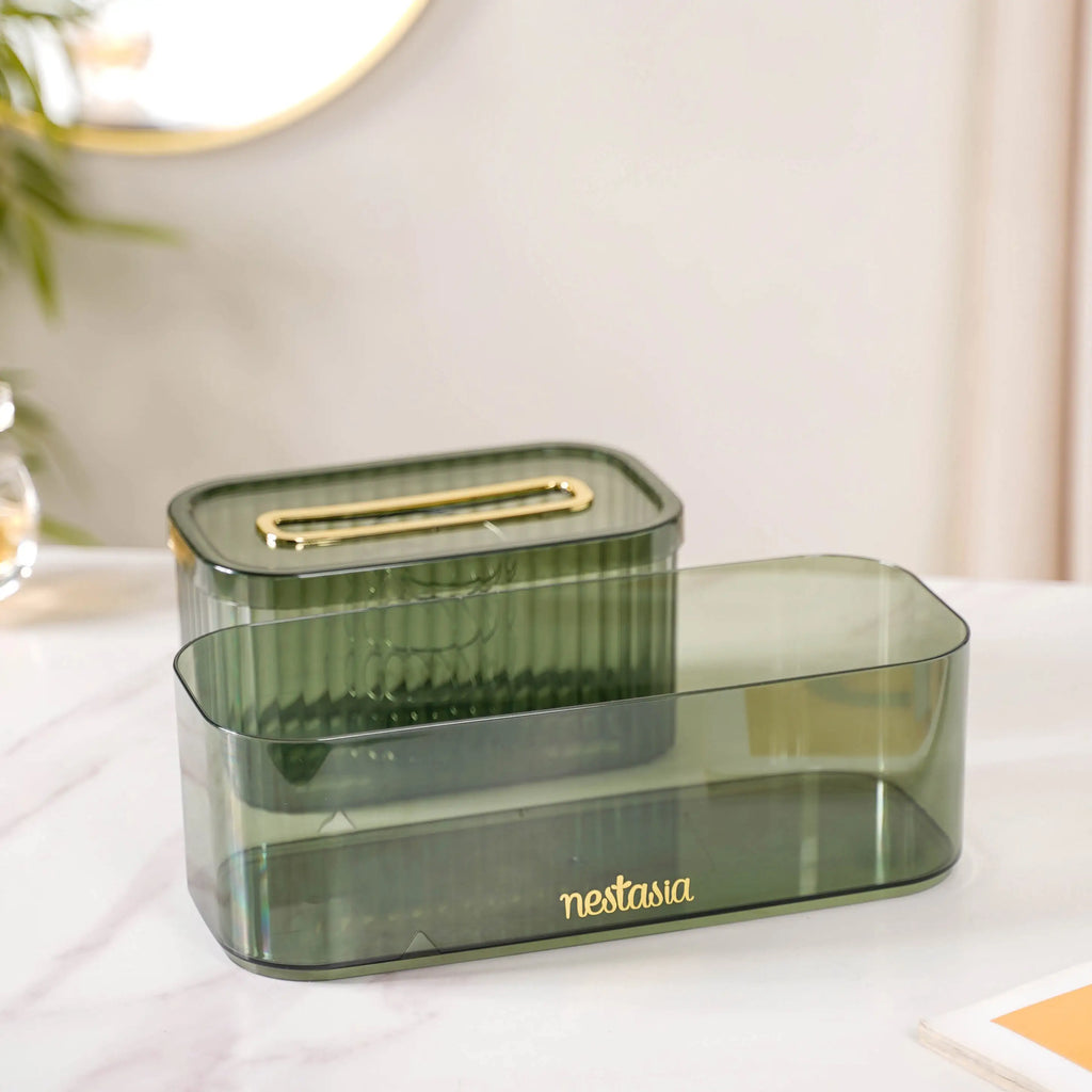 Tissue Box Holder With Storage Organizer Green Nestasia