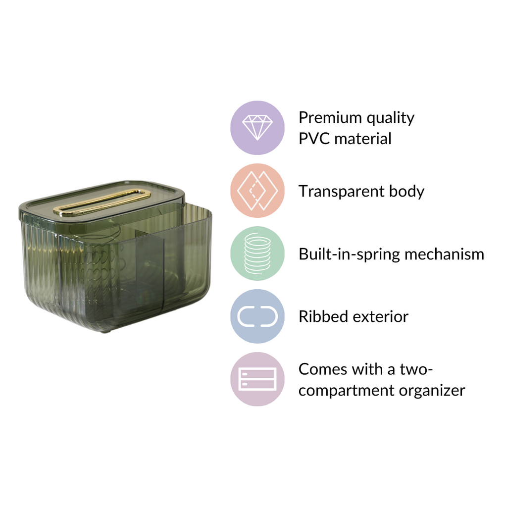 Tissue Storage Box With Organiser Green Nestasia