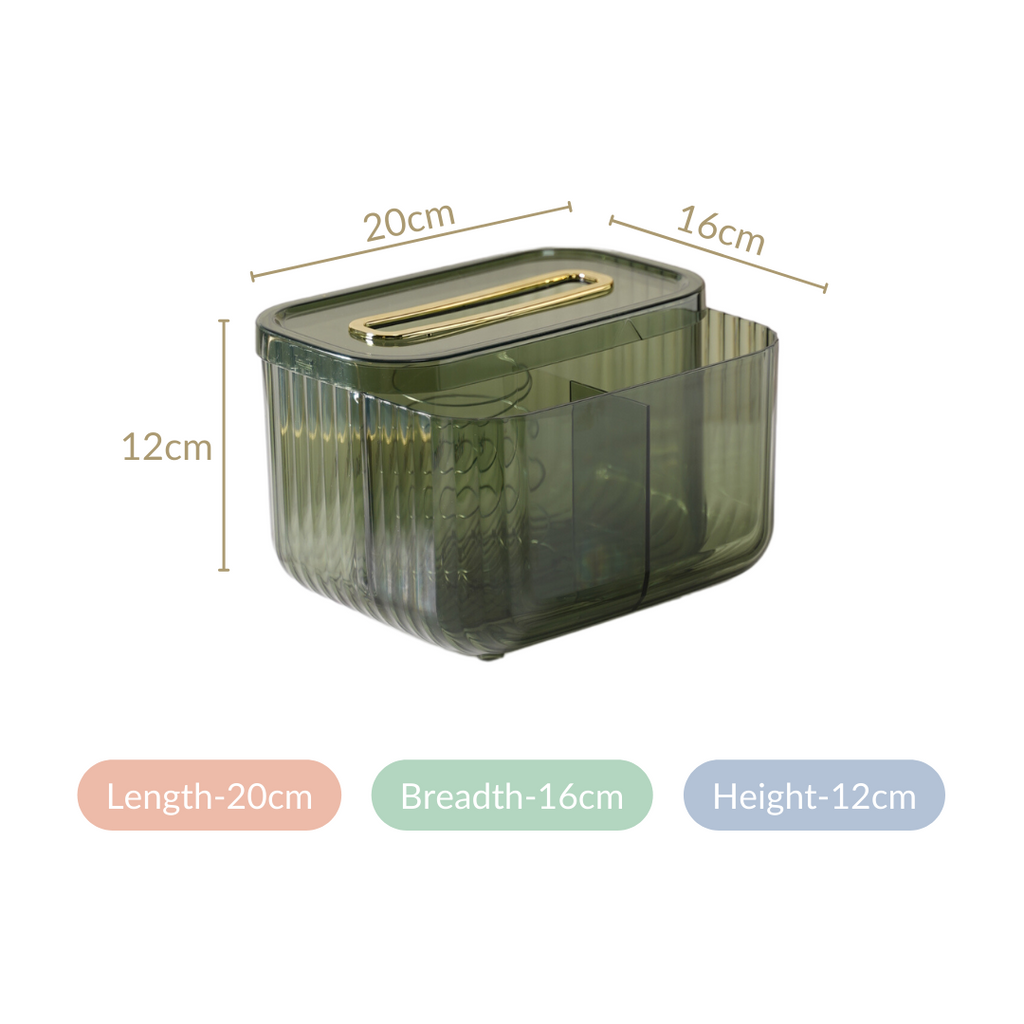 Tissue Storage Box With Organiser Green Nestasia
