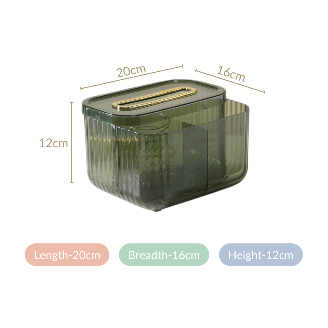 Tissue Storage Box With Organiser Green Nestasia