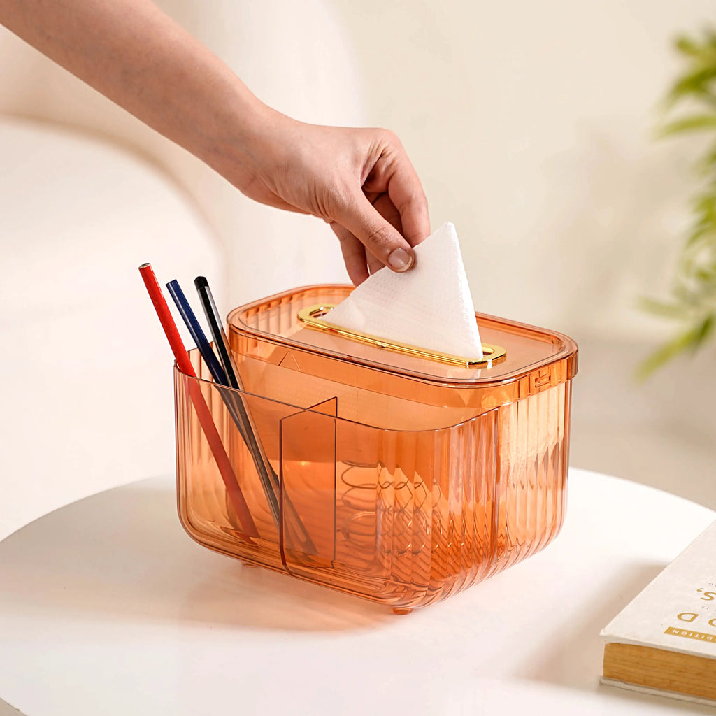Multipurpose Tissue Paper Box With Compartments Amber Nestasia