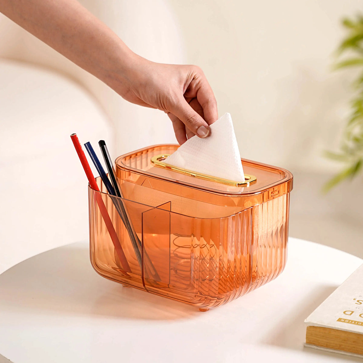 Multipurpose Tissue Paper Box With Compartments Amber Nestasia