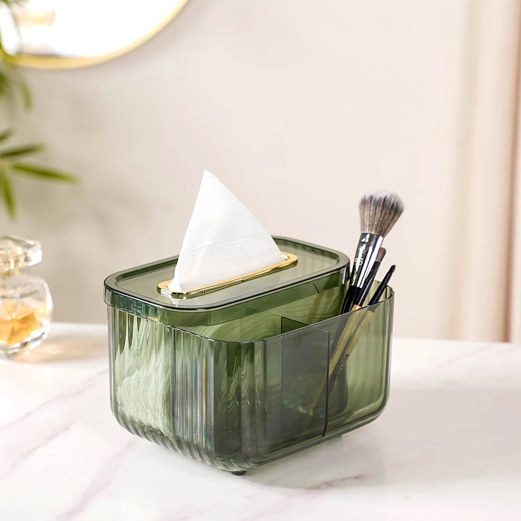 Tissue Storage Box With Organiser Green Nestasia