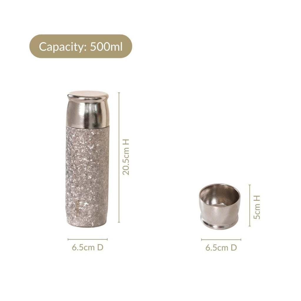 Silver Titanium Bottle With Strainer And Magnetic Lid In Gift Box 500ml Nestasia
