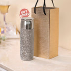 Silver Titanium Bottle With Strainer And Magnetic Lid In Gift Box 500ml Nestasia