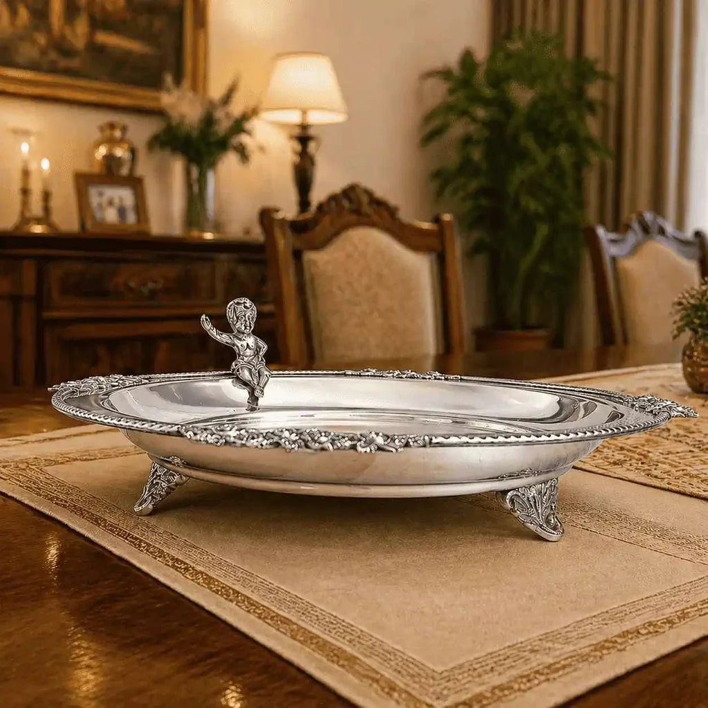 Brass Round Serving Tray / Plate (11.5 Inch) Vedansh Craft
