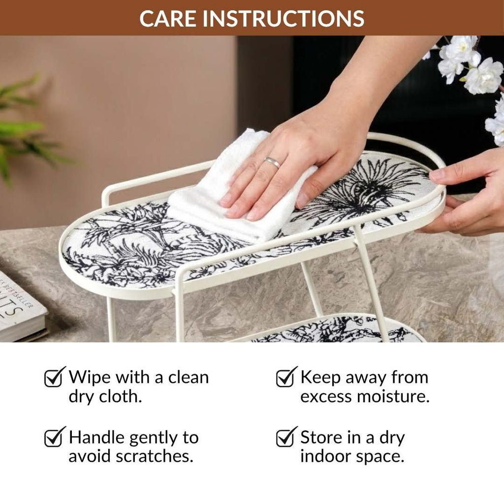 Toile De Jouy Vanity Storage Display 2 Storey Tray White Nestasia