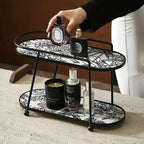 Toile De Jouy Vanity Storage Display 2 Tier Tray Black Nestasia