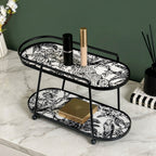 Toile De Jouy Vanity Storage Display 2 Tier Tray Black Nestasia