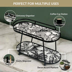 Toile De Jouy Vanity Storage Display 2 Tier Tray Black Nestasia