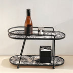 Toile De Jouy Vanity Storage Display 2 Tier Tray Black Nestasia
