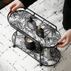 Toile De Jouy Vanity Storage Display 2 Tier Tray Black Nestasia