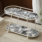 Toile De Jouy Vanity Storage Display 2 Storey Tray White Nestasia