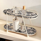 Toile De Jouy Vanity Storage Display 2 Storey Tray White Nestasia