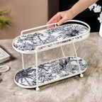 Toile De Jouy Vanity Storage Display 2 Storey Tray White Nestasia