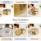 Pure Brass Handi Cooking Pot With Lid 3000ml Nestasia