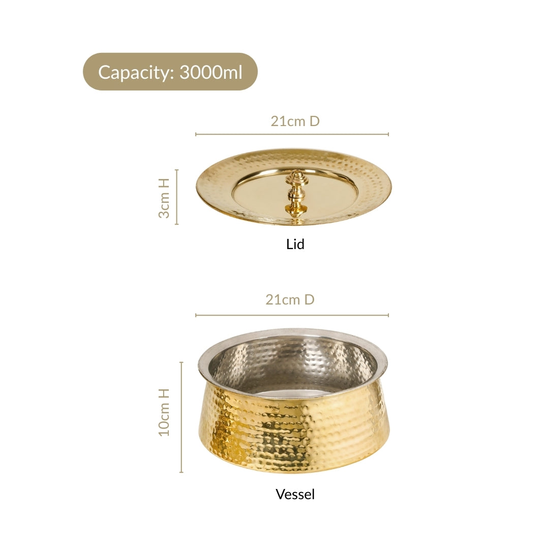 Pure Brass Handi Cooking Pot With Lid 3000ml Nestasia