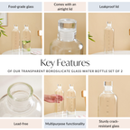 Transparent Borosilicate Glass Water Bottle Set Of 2 780ml Nestasia