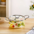 Transparent Glass Cooking Pot With Stainless Steel Grip Handles 2500ml Nestasia