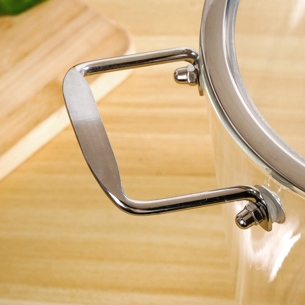 Transparent Glass Cooking Pot With Stainless Steel Grip Handles 2500ml Nestasia