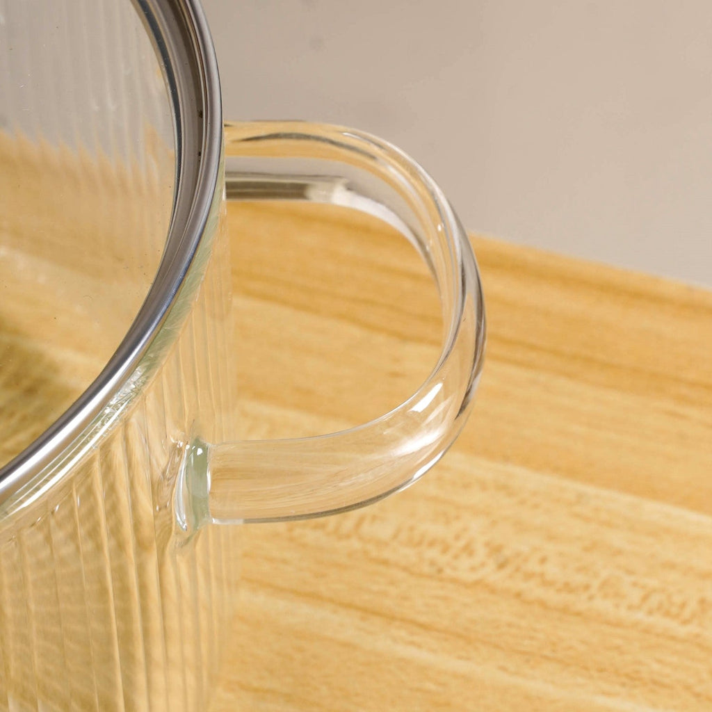 Fluted Design Glass Cooking Pot With Lid 1800ml Nestasia