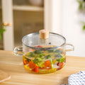 Fluted Design Glass Cooking Pot With Lid 1800ml Nestasia