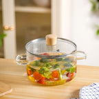 Fluted Design Glass Cooking Pot With Lid 1800ml Nestasia