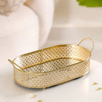 Gold Metal Oval Tray Large Nestasia