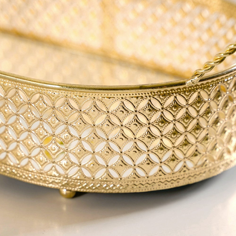 Gold Metal Oval Tray Large Nestasia