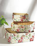 Handwoven Seagrass Storage Basket Trays Set of 3 for Kitchen, Bathroom, and Living Room