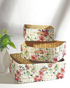 Handwoven Seagrass Storage Basket Trays Set of 3 for Kitchen, Bathroom, and Living Room