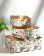 Eco-Friendly Seagrass Storage Tray Set of 3 for Stylish Tabletop and Shelf Organization