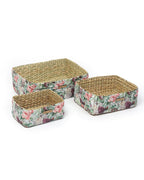 Eco-Friendly Seagrass Storage Tray Set of 3 for Stylish Tabletop and Shelf Organization