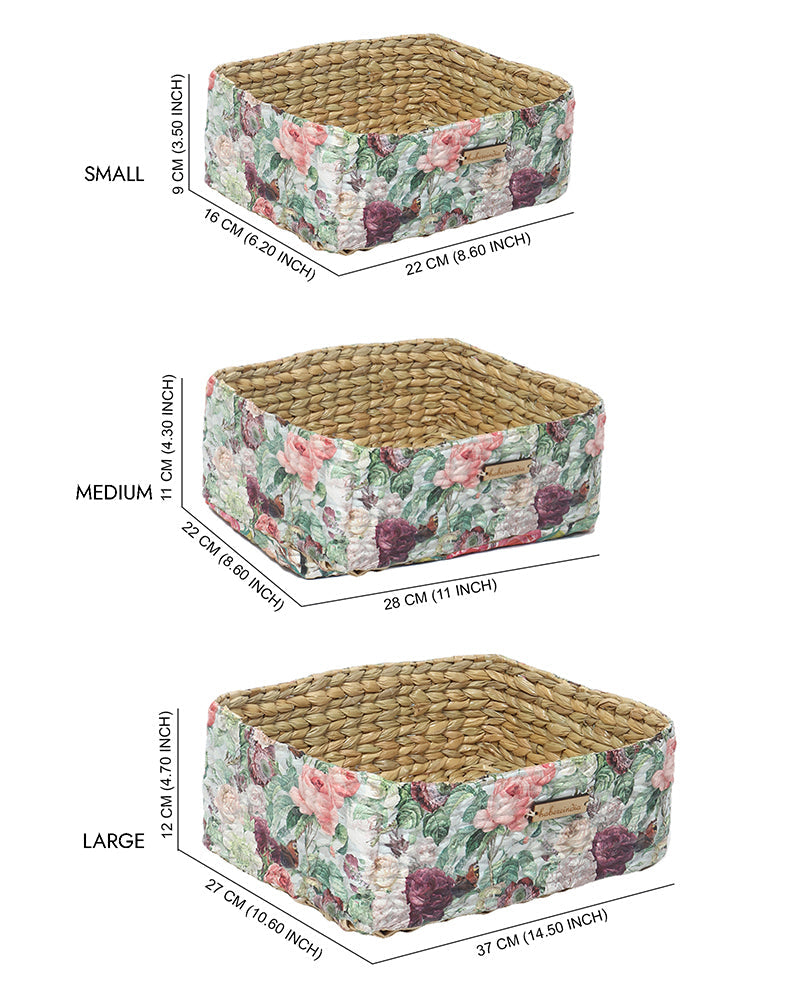 Eco-Friendly Seagrass Storage Tray Set of 3 for Stylish Tabletop and Shelf Organization