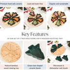 Set Of 5 Tree Snack Bowls With Wooden Rotating Tray 100ml Nestasia