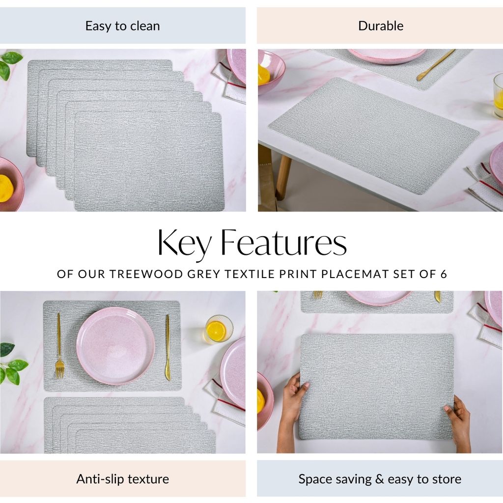 Treewood Grey Placemat Set Of 6 Nestasia