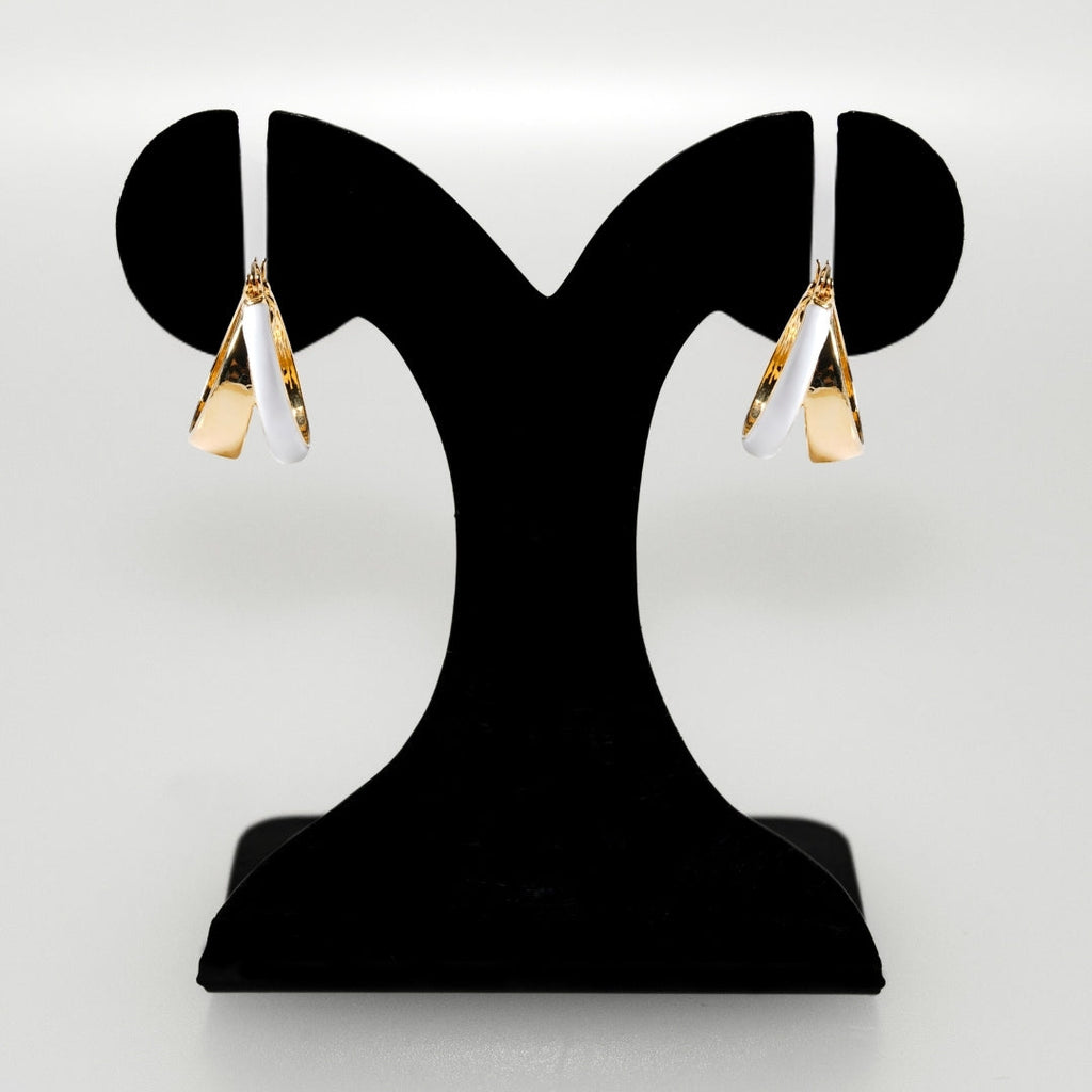 Dual Hoop Earrings White Nestasia