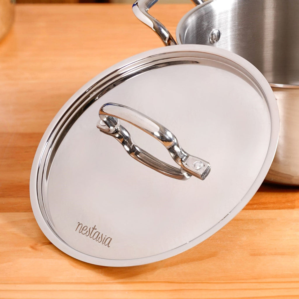 Tri Ply Stainless Steel Casserole Pot With Lid 4000ml Nestasia