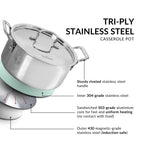 Tri Ply Stainless Steel Casserole Pot With Lid 4000ml Nestasia