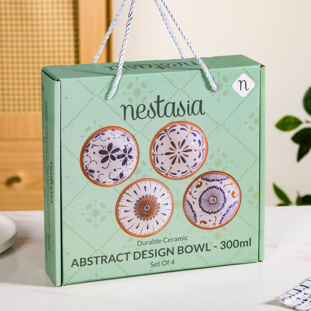 Terra Indigo Ceramic Bowls Set Of 4 300ml Nestasia