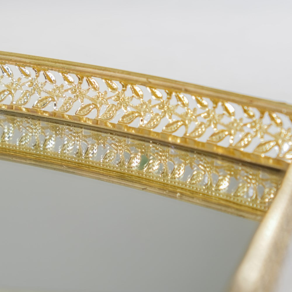 Luxury Mirror Tray Gold Set Of 3 Nestasia