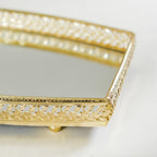 Luxury Mirror Tray Gold Set Of 3 Nestasia