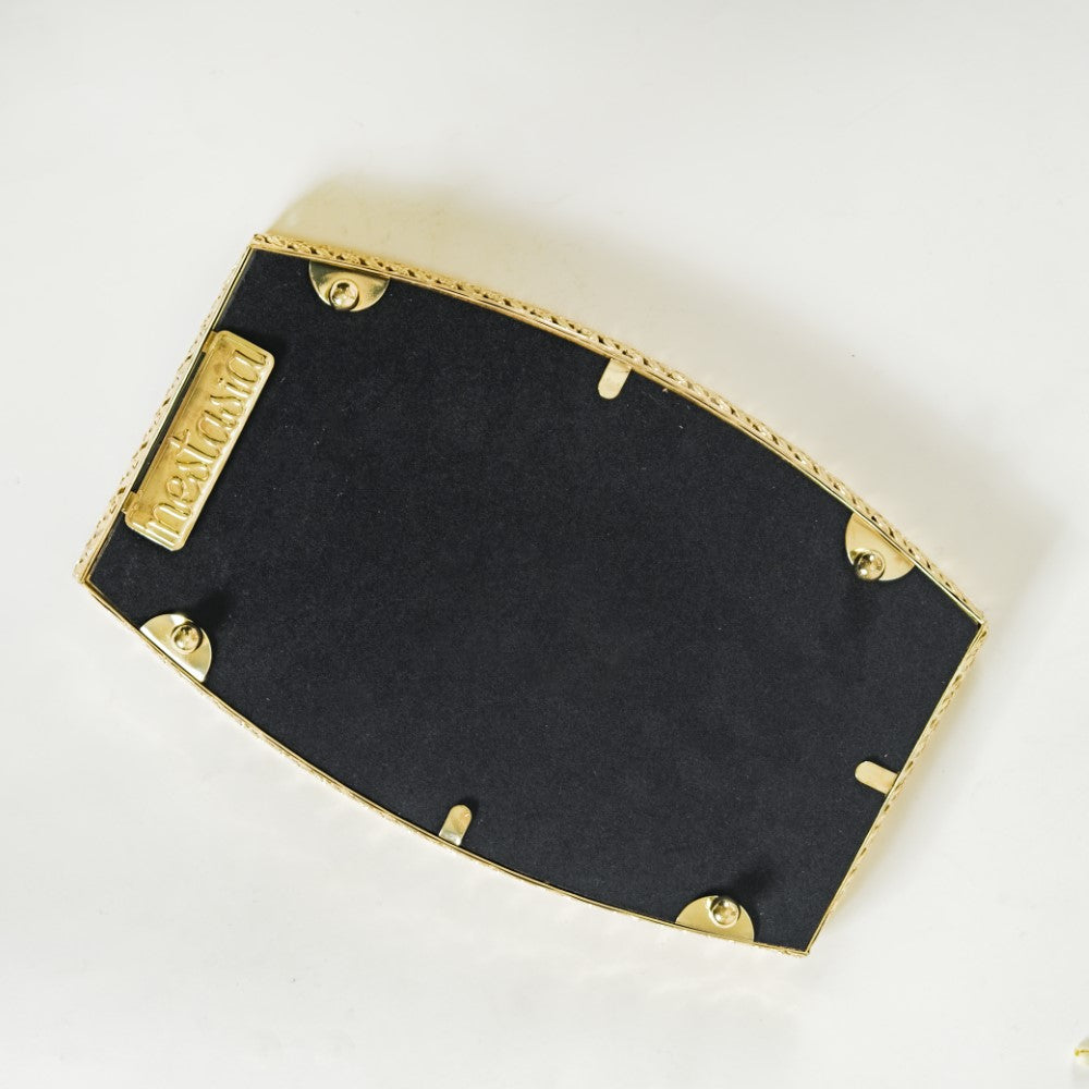 Luxury Mirror Tray Gold Set Of 3 Nestasia