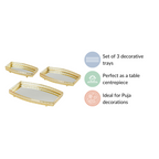 Luxury Mirror Tray Gold Set Of 3 Nestasia